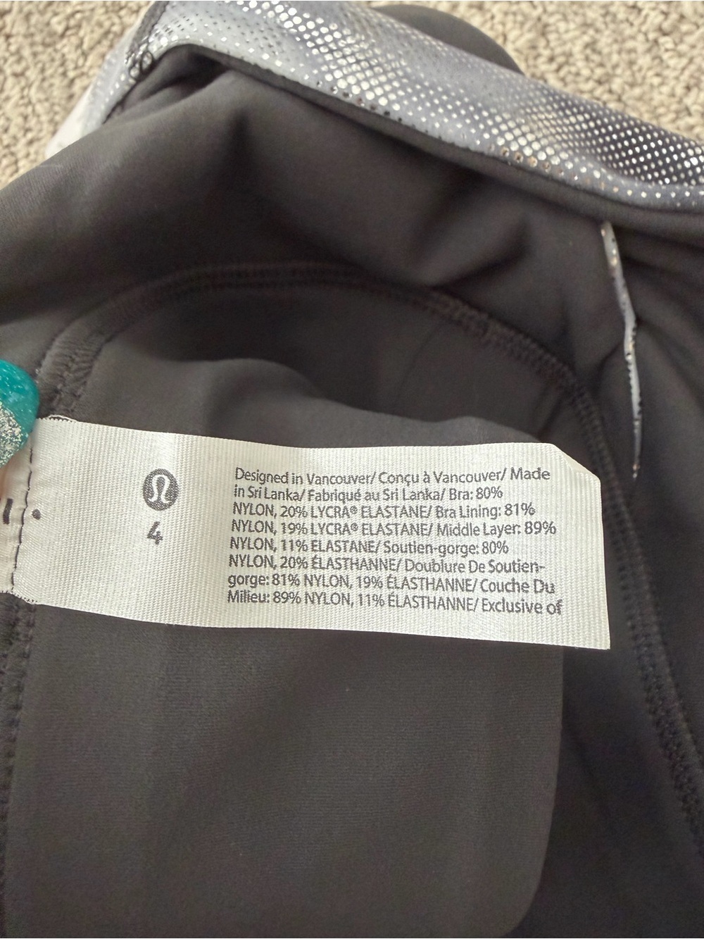 Lululemon athletica Metallic Black & White Sports Bra - Picture 3 of 4